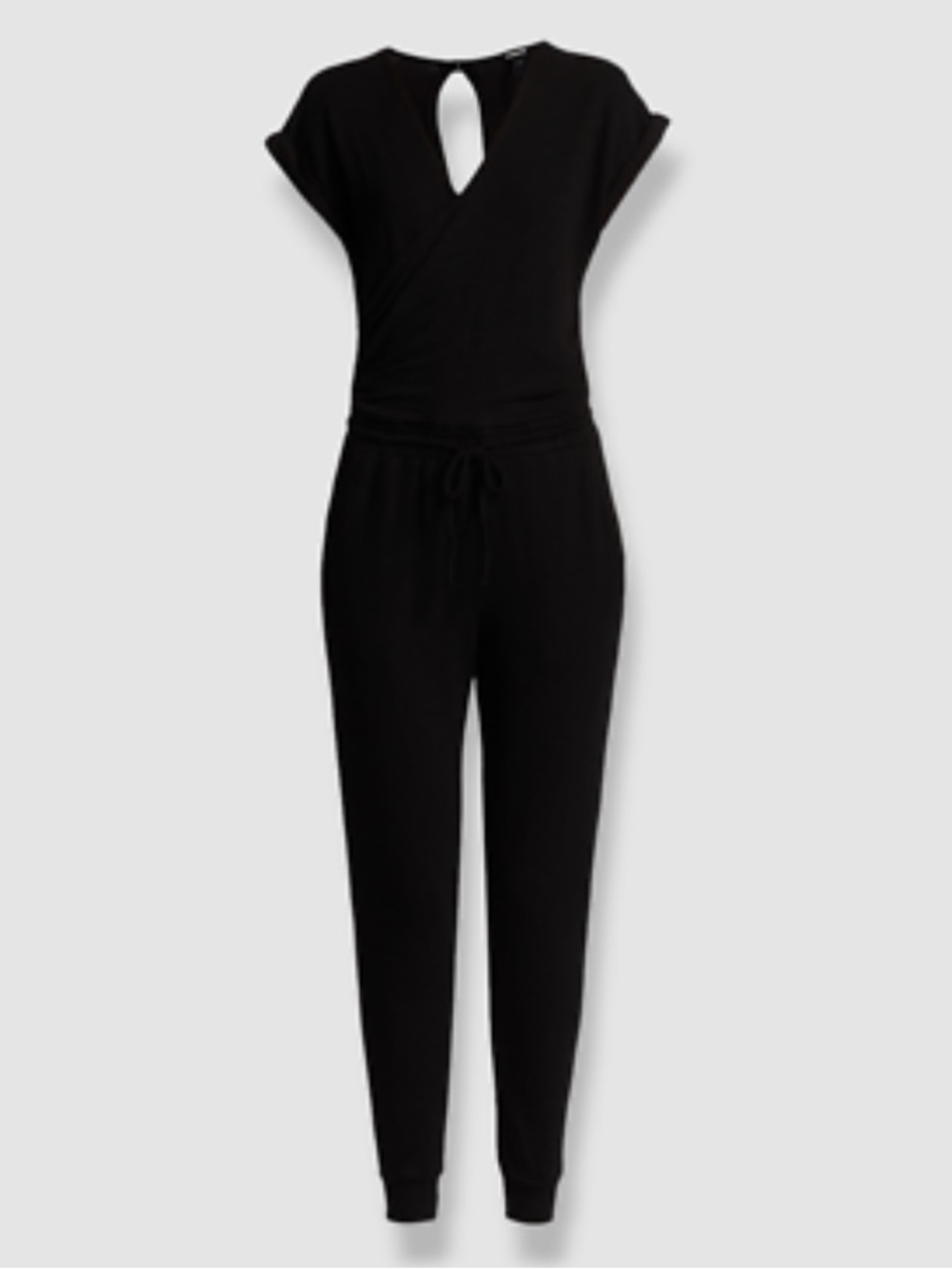 Monrow Black Crossover V-Neck Drawstring Jumpsuit - Picture 13 of 13